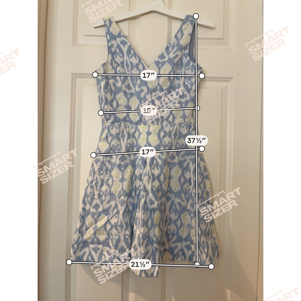 GAP Blue White Linen Sleeveless A line V neck Pleated Dress with pockets - Picture 8 of 8